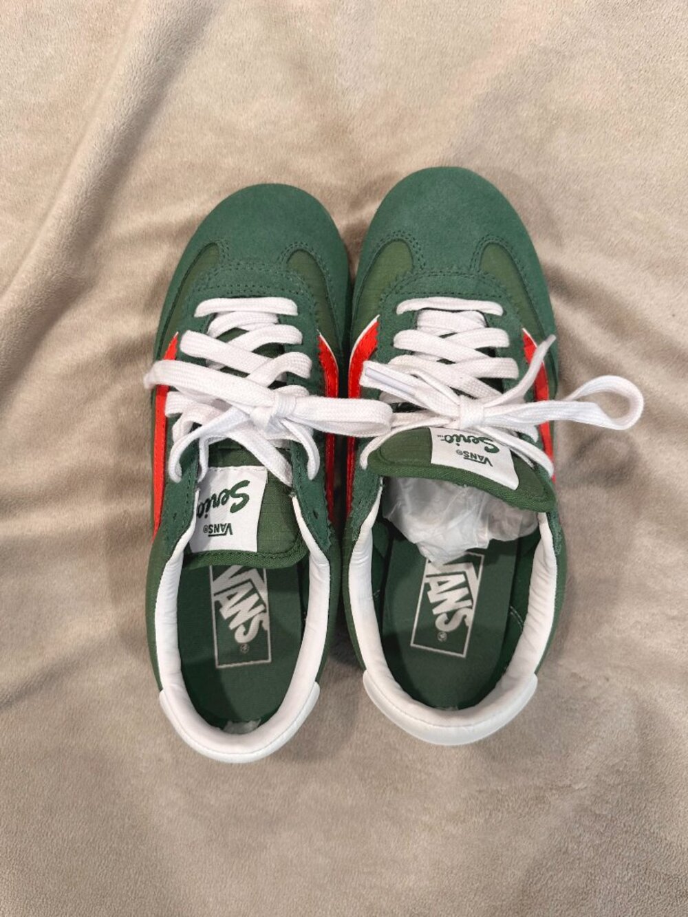 Vans Super Lowpro Fairway Green with Red Sneaker women's 7 and 8 - Picture 4 of 9